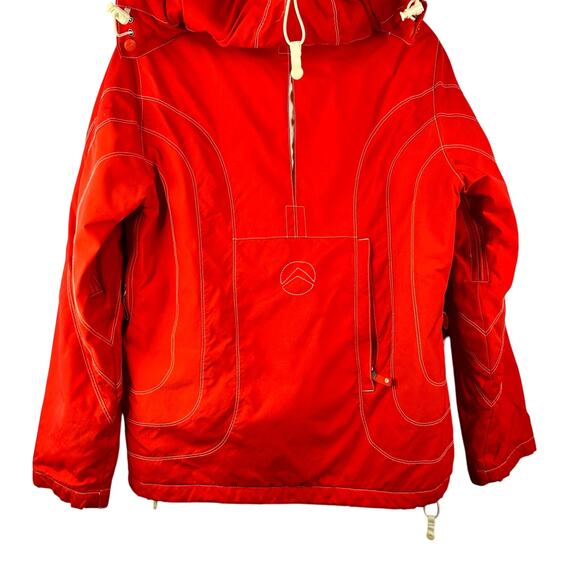 American Eagle Vintage y2k Jacket Coat medium Spell Out Log Puffer Ski Hooded - Picture 8 of 11